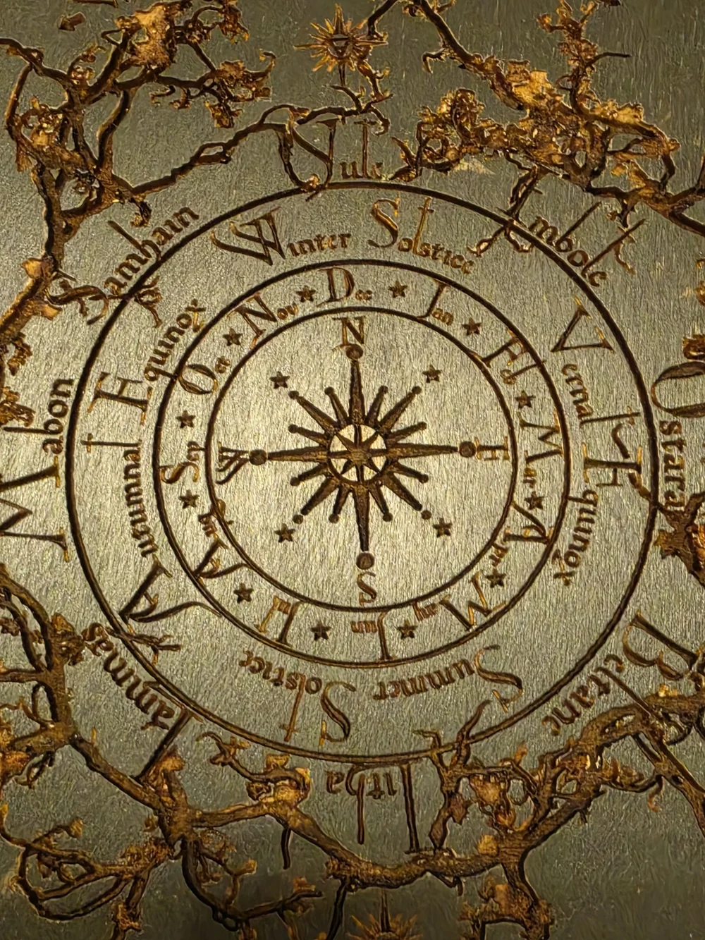 Wheel Of The Year Carved Wooden Plaque